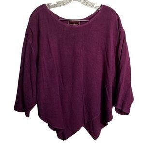 Tienda Ho BJ6 Merlot Asymmetrical 3/4 Sleeve Woven In Morocco Lagenlook Top